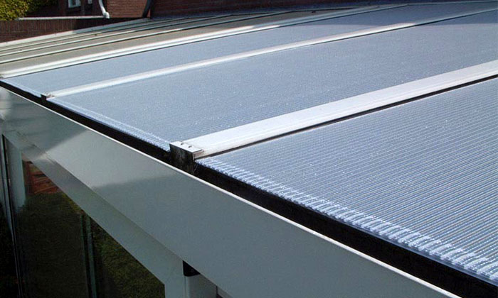 Außenansicht von Aluminium Außensonnenschutz